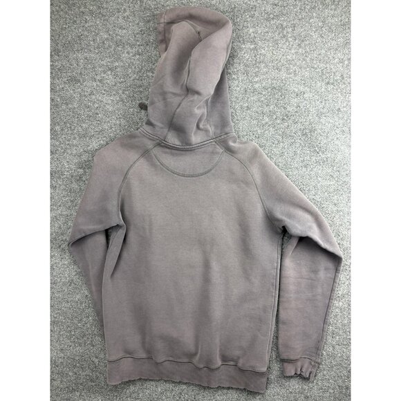 Sherpa Hoodie Mens Medium Gray Pullover Fleece Logo Raglan Kangaroo Pocket - Picture 9 of 9
